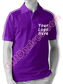 Designer Purple Berry and White Color Polo Logo T Shirt